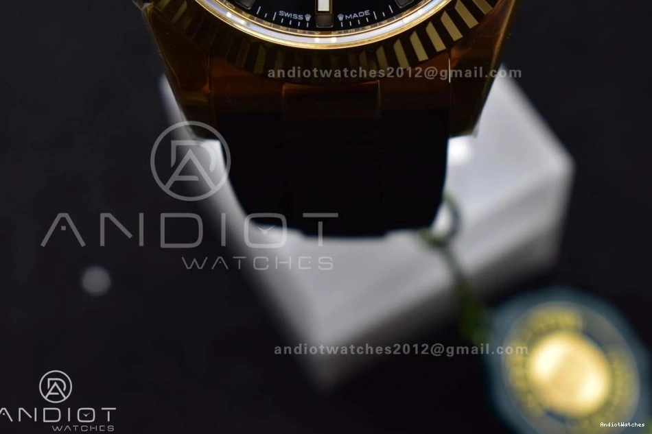 (Gain A23J Best Sky-Dweller ZF 336238 Weight) 1:1 Black Durable YG Edition Dial on 1098 Strap Oysterflex 0410